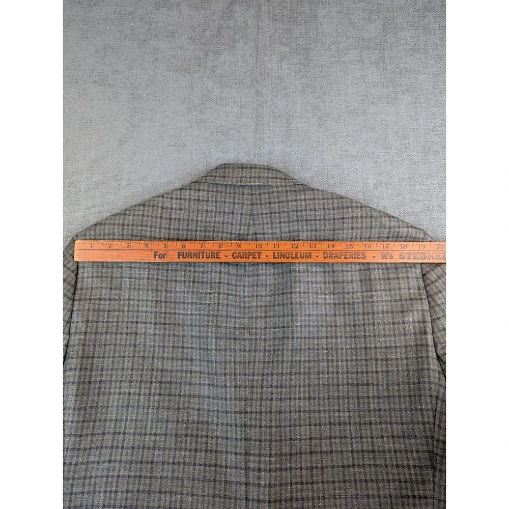 Jos A Bank Blazer Men 44 Brown Plaid Wool Silk Linen Signature Collection Jacket